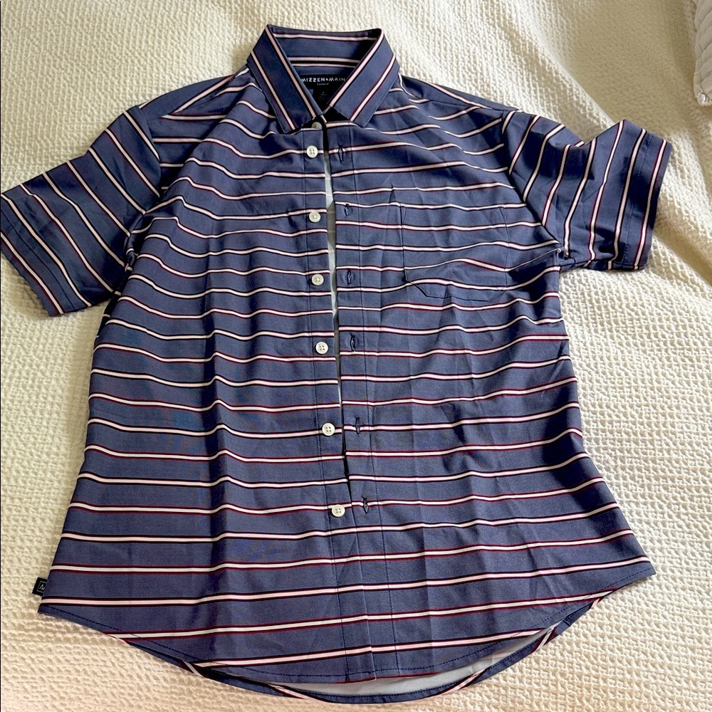 Mizzen and main Navy and Red Striped Shirt